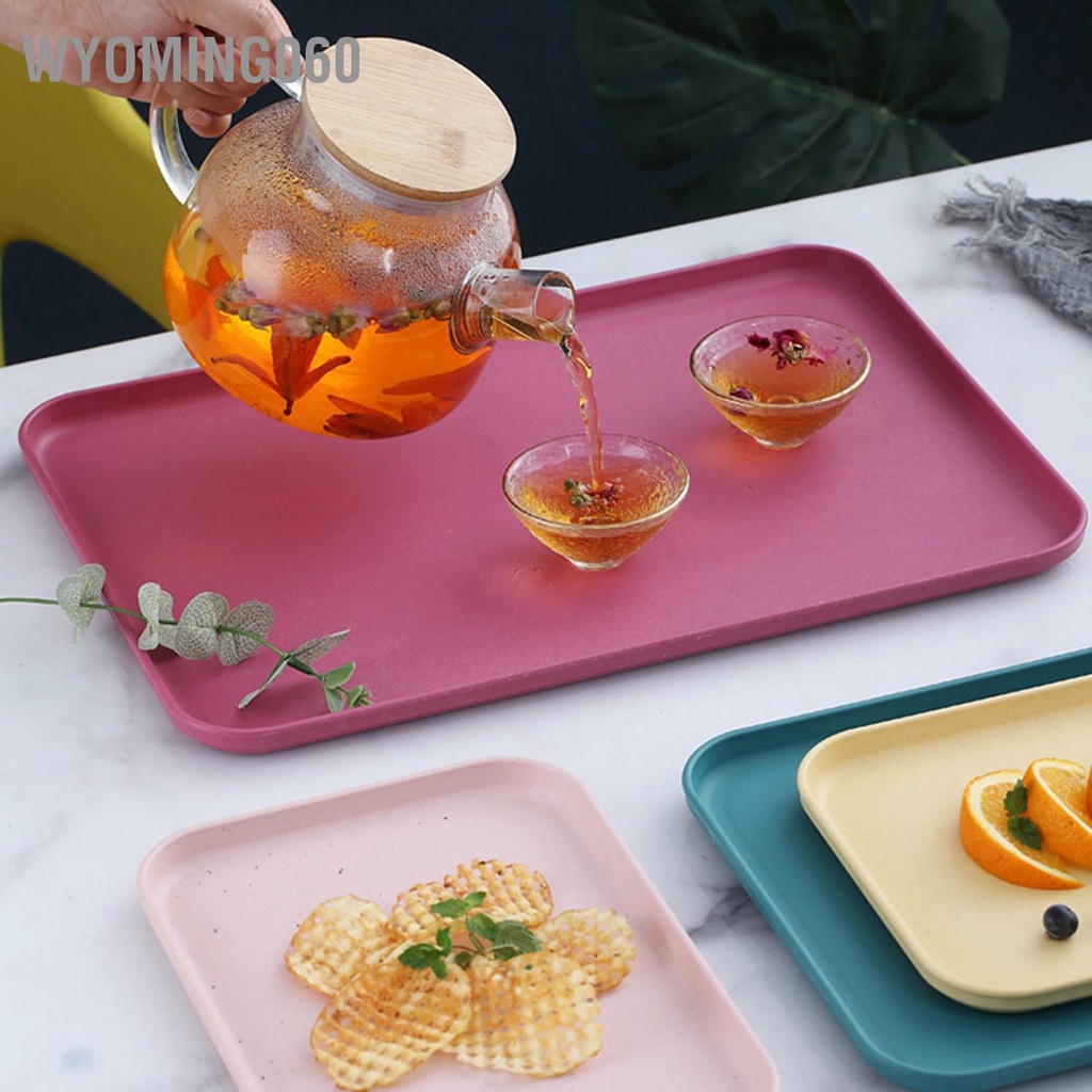 Khay Phục Vụ Bằng Sợi Rơm Lúa Mì Hình Chữ Nhật Phong Cách Bắc Âu Cho Nhà Bếp / Văn Phòng