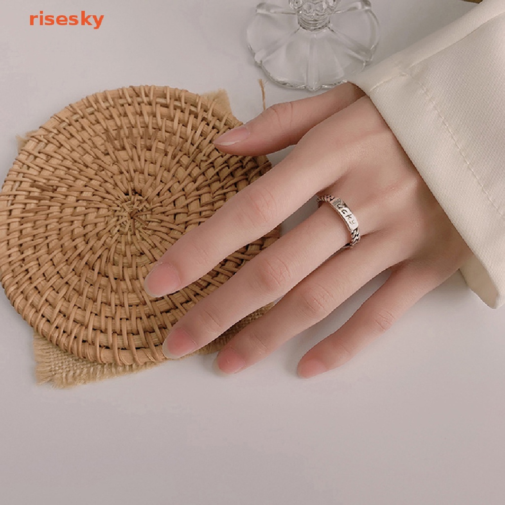 Nhẫn Bạc 925 In Chữ lucky Phong Cách Hiphop Thời Trang Hàn Quốc