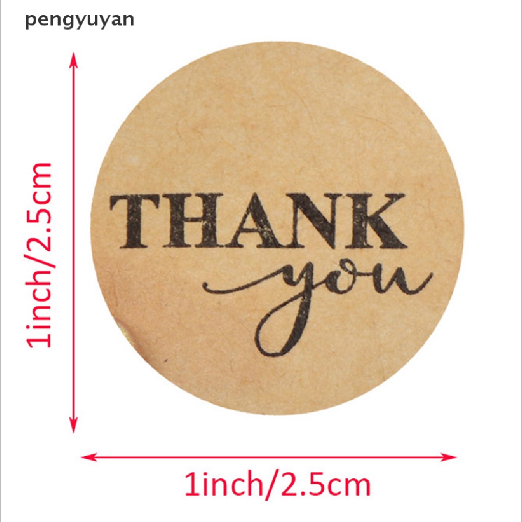 [pengyuyan] Set 500 Miếng Dán Giấy Kraft Hình Tròn In Chữ Thank you er Dùng Trang Trí Sổ Tay