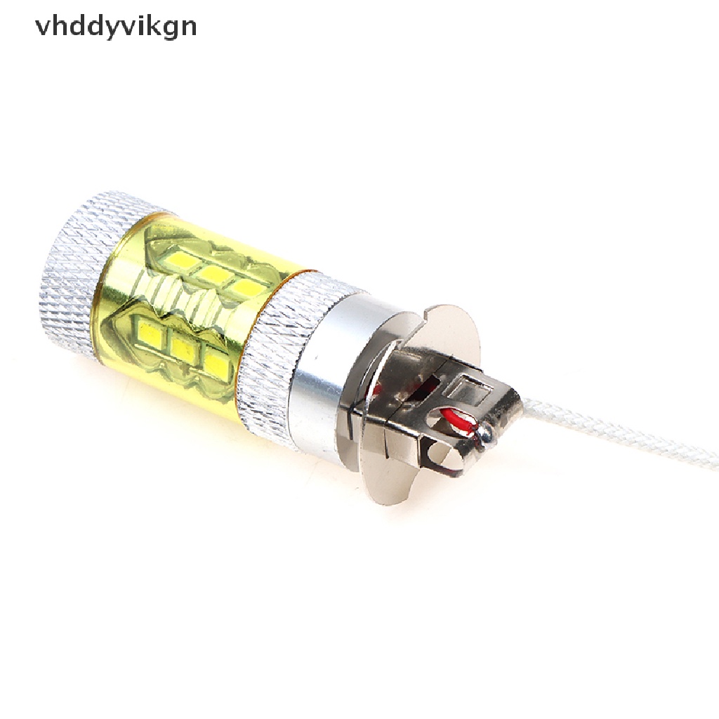Bộ 2 Đèn LED Sương Mù Ánh Sáng Vàng 12-24V H3 80W 16 SMD Chất Lượng Cao Cho Xe Hơi