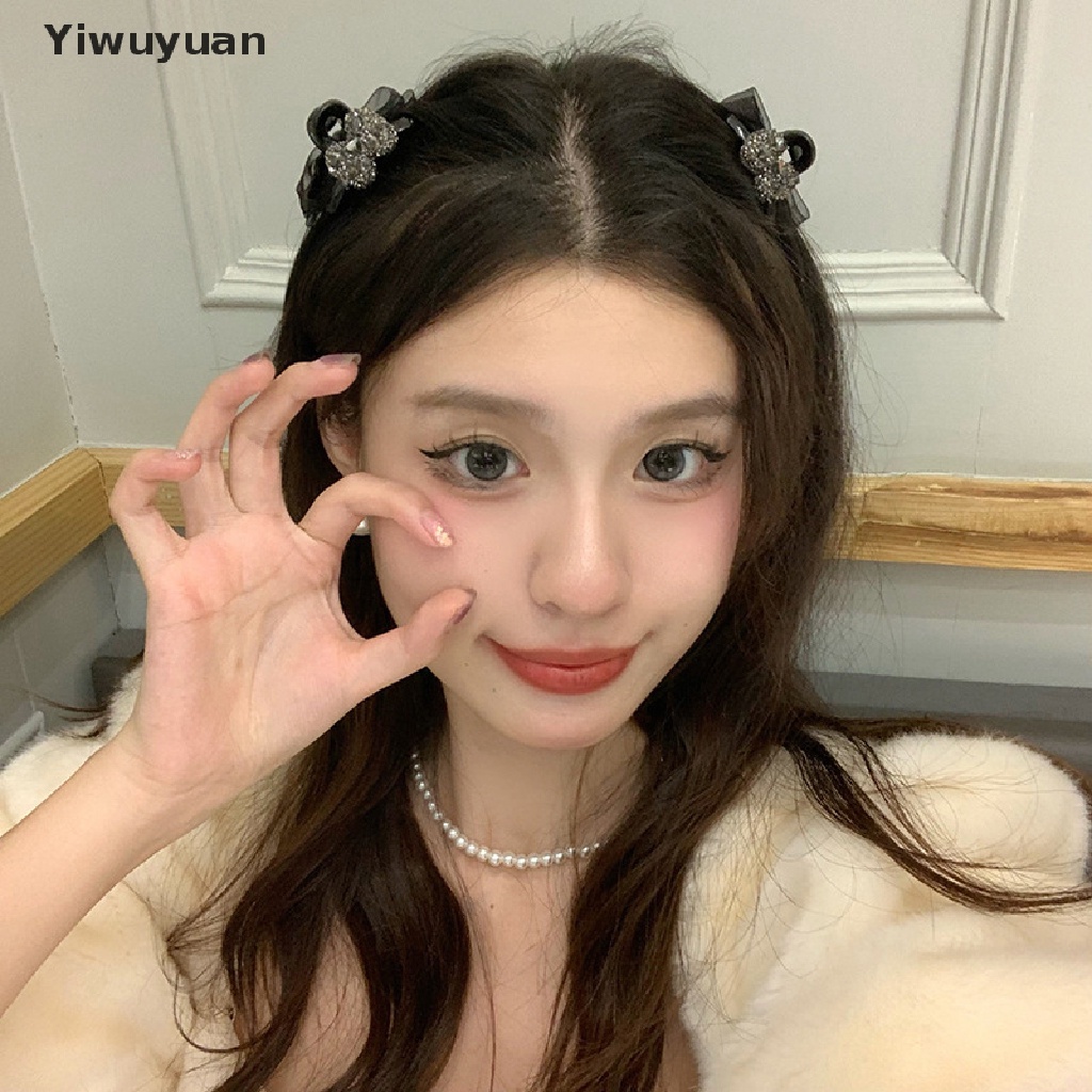 &lt; Yiwuyuan &gt; Kẹp Tóc Càng Cua Hai Mặt Đính Nơ Nhỏ Cá Tính Phong Cách Hàn Quốc Cho Nữ