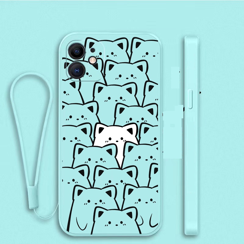Ốp Điện Thoại Tpu Mềm Hình Mèo Có Dây Đeo Cho Samsung Galaxy A53 A33 5G Note 10 Lite 10 Plus Note 20 20 Ultra M23 A23 A13 4G 5G