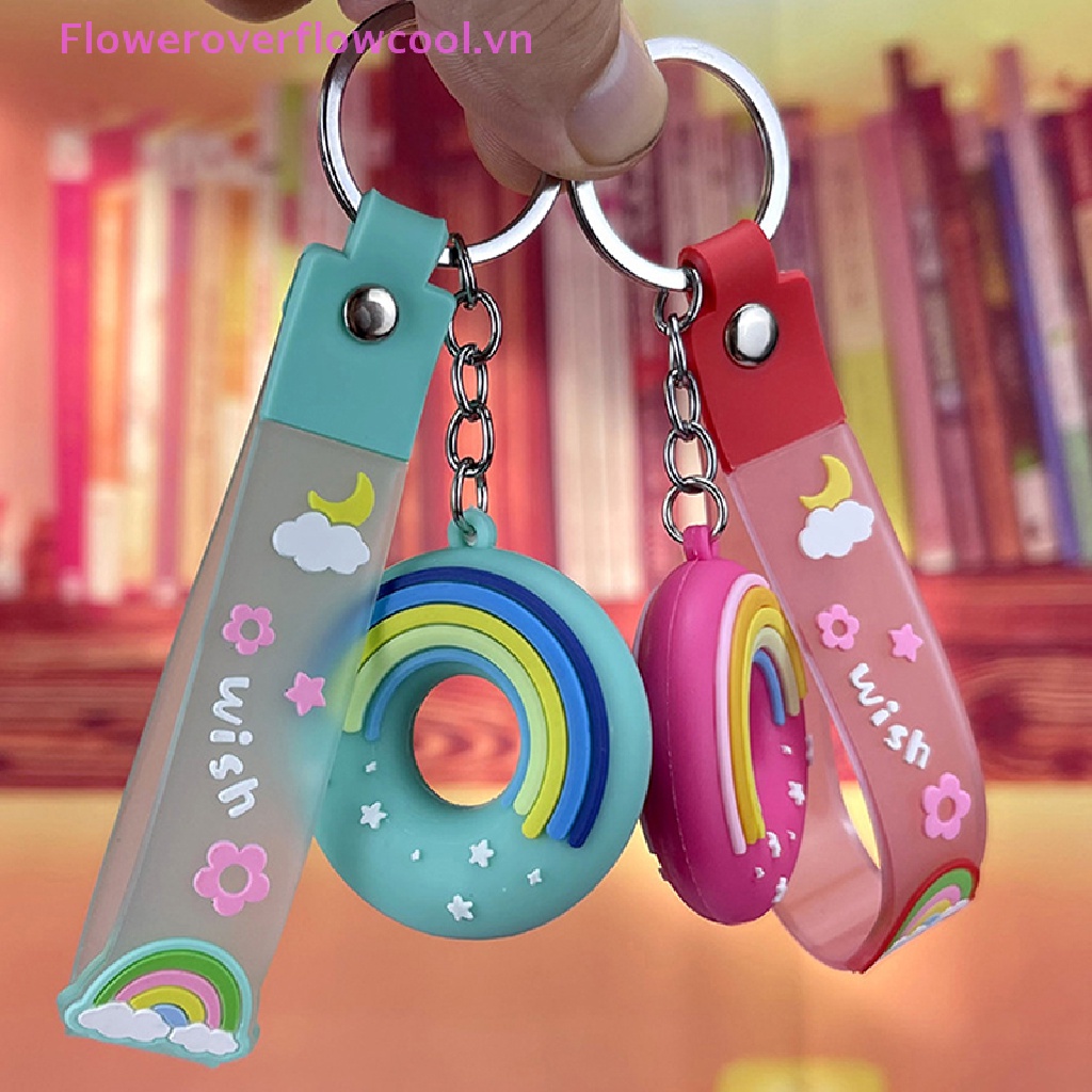 Coollady Móc Khóa Hình Bánh Donut Bằng PVC Dễ Thương Cho Cặp Đôi