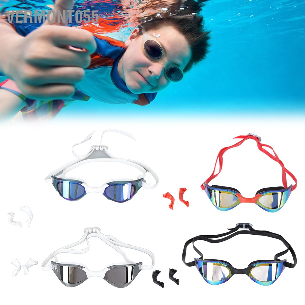 Vermont055 Kính bơi dành cho người lớn Không rò rỉ Bảo vệ khỏi tia cực tím đua Ống kính độ nét cao