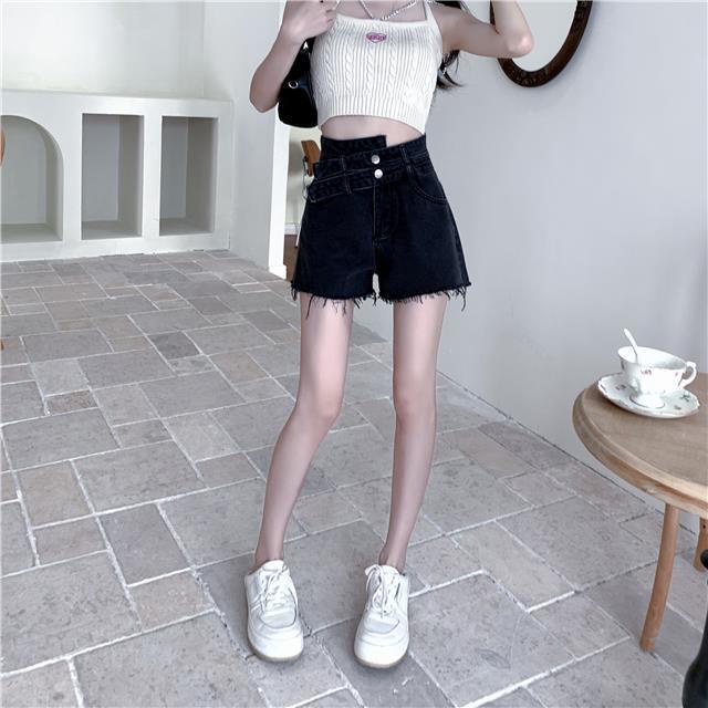 Jiashucheng Plus Size Fat mm Quần Short Denim Cạp Cao Dáng Rộng Phong Cách Mới Mùa Hè Dễ Phối Đồ Cho Nữ @ -