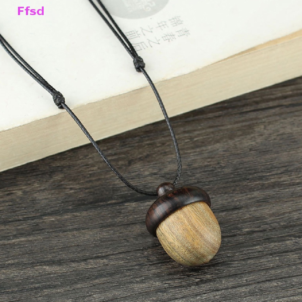 {Ffsd} Vòng cổ Mặt Hình Quả Bắp Acorn Có Thể Vặn Được Bằng Gỗ Mun Dáng Dài