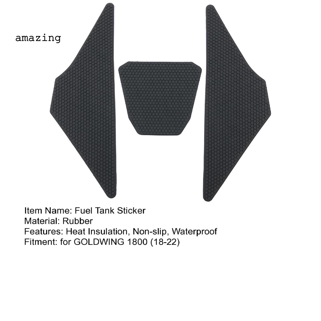 Set 3 Miếng Dán Trang Trí Bình Nhiên Liệu Chống Trượt Màu Đen Cho GOLDWING 1800 (18-22)