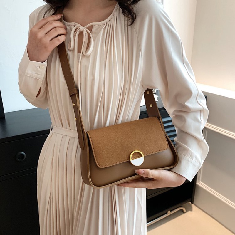 Ielgy Túi đeo dưới cánh tay Thời Trang Phương Tây Đơn Giản Màu Tương Phản Phong Cách niche Cho Nữ