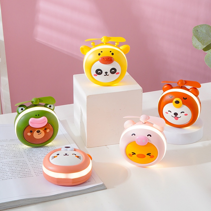 Quạt mini Kèm Gương Trang Điểm Và Đèn led Có Thể Sạc Lại Bằng Cổng usb
