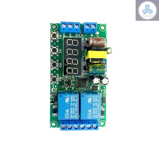 2 Channel Timer Delay Relay Module AC 220V LED Display 0.01s~999min Adjustable Pulse Trigger Power Off Circulation Timing Switch Circuit Automatic Control