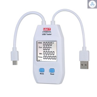USB Power Meter LCD USB Tester Detector Voltmeter Ammeter Digital Power Capacity Tester (UT658-Dual)