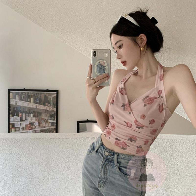 Áo Nữ Không Tay Cổ Chữ V In Hoa Thời Trang Quyến Rũ