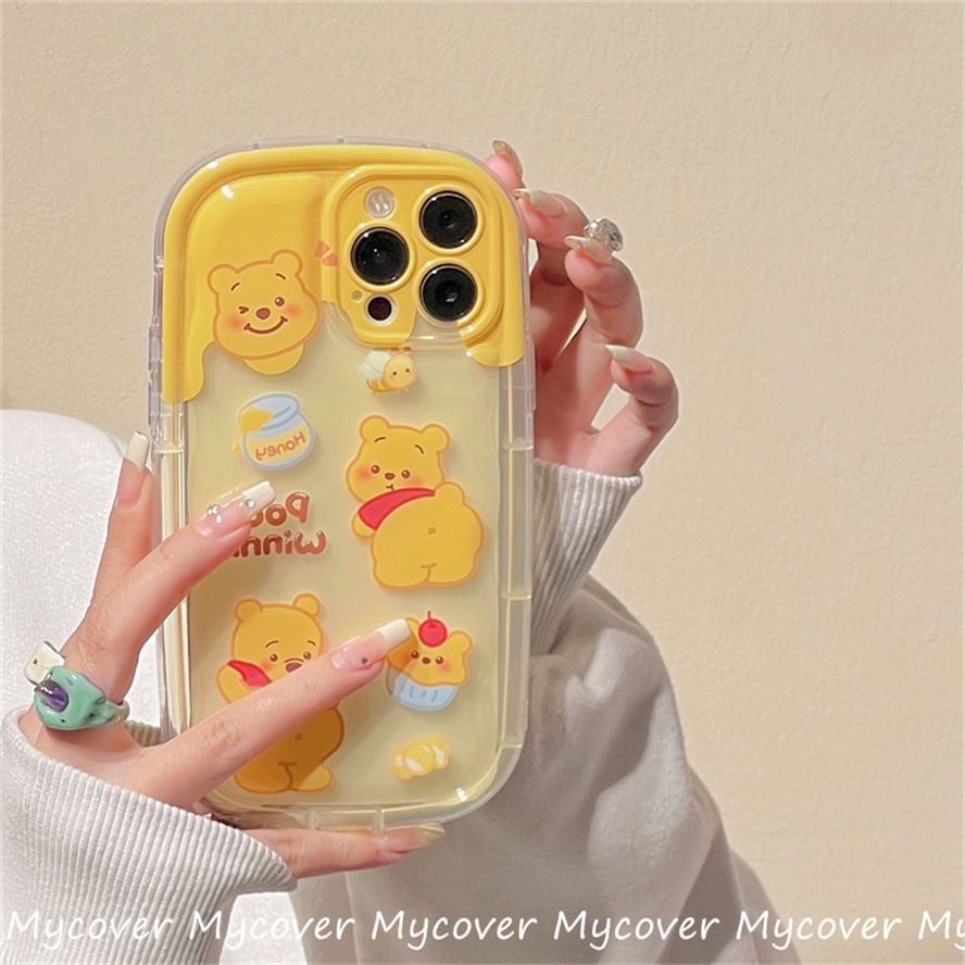 Ốp Điện Thoại Silicon Họa Tiết Hoạt Hình Chú Gấu Kèm Giá Đỡ Cho iPhone 14 13 12 11 Pro Max X Xr Xs 8 7 6 Plus SE 2020