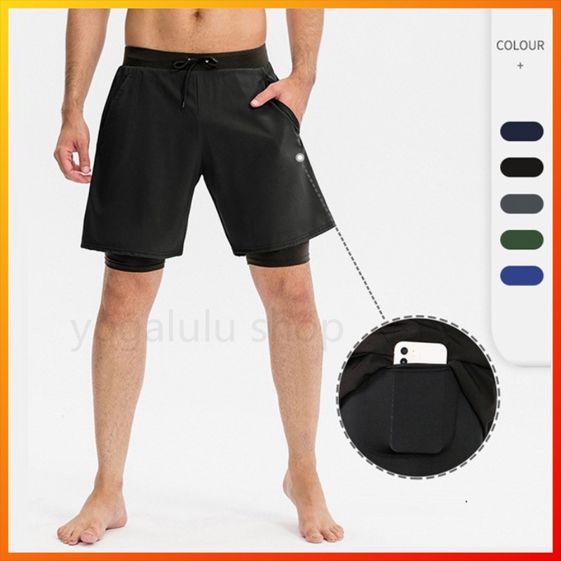 Lululemon Quần Short Thể Thao Dây Rút Có Túi Thời Trang Mới Cho Nam 11410