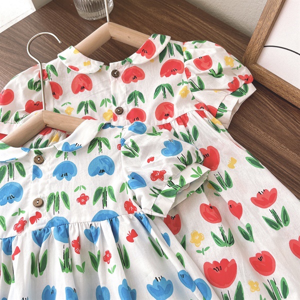 Váy cổ sen hoa tuylip 1076 op