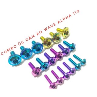 (GR5 XỊN) Combo full ốc titan dàn áo Wave Alpha 110 đời mới