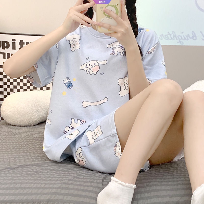 Bộ Đồ Ngủ Ngắn Tay Dáng Rộng In Hoạt Hình Sanrio Cinnamoroll Pochacco Phong Cách Nhật Bản Đáng Yêu Cho Nữ