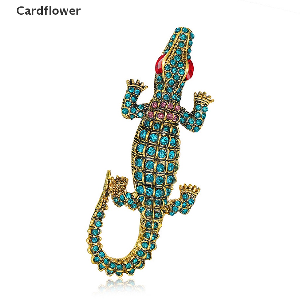 Ghim Cài Áo Hình Cá Sấu Đính Đá Phong Cách Vintage