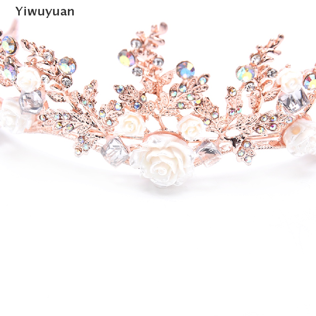 < Yiwuyuan > Vương Miện Đội Đầu Cô Dâu Đính Đá Pha Lê Màu Vàng Phong Cách Baroque