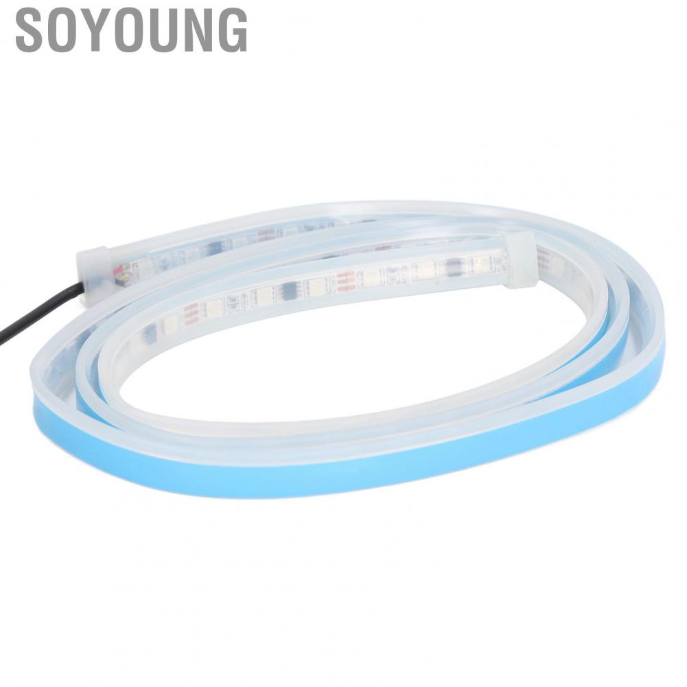 Soyoung 59in Car Hood Strip Light 5W 12V RGB  Control Waterproof Exterior Ambient Lighting Universal Fit for