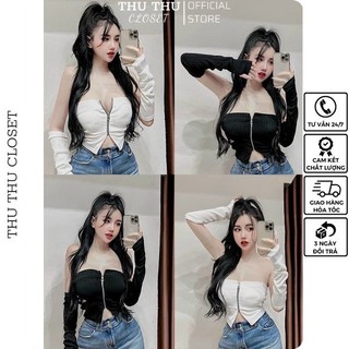 Áo tay dài tăm khoá đệm xỏ ngón siêu đẹp