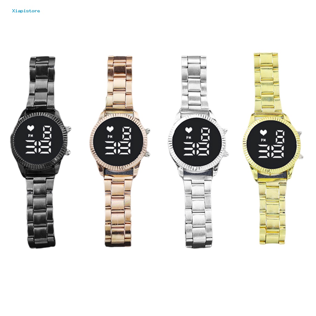 [Xiapistore] Đồng Hồ Đeo Tay Điện Tử Màn Hình LED Tròn Cỡ Lớn Dây Hợp Kim Hiển Thị Thời Gian Chính Xác Nhiều Màu Sắc Tùy Chọn