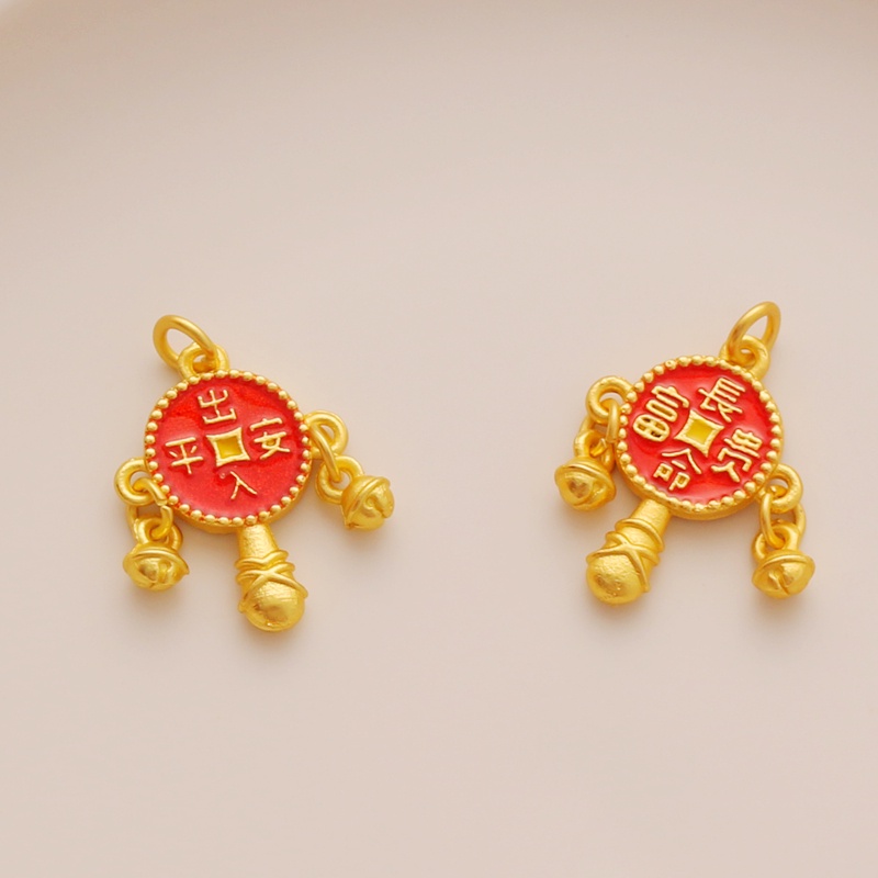 Mặt Dây Chuyền diy Bằng Đồng Mạ Vàng 18k Hai Mặt Hình Trống Dầu Nhỏ Giọt An Toàn