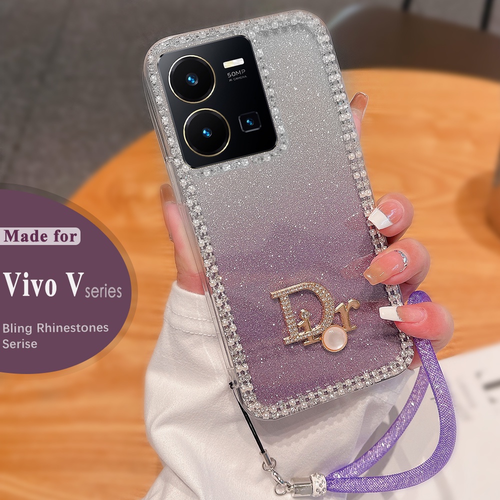 Ốp Điện Thoại Vivo T1 5G T1x 3D Đính Đá Lấp Lánh Cho