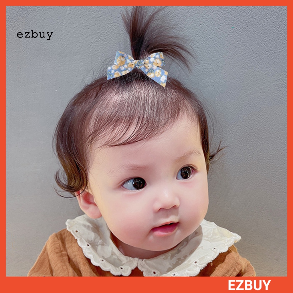 Kẹp Tóc Nơ In Hoa Dễ Thương Thoáng Khí Cho Bé Gái