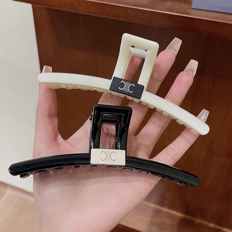 Kẹp Tóc Chữ C Lớn Màu Trắng Đen Phong Cách Cổ Điển Thời Trang Cho Nữ