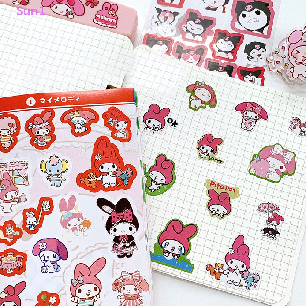 SANRIO Sun1 > 450 Miếng Dán Hoạt Hình Kuromi Melody &amp; Coogo Dễ Thương Trang Trí Điện Thoại / Sổ Tay DIY