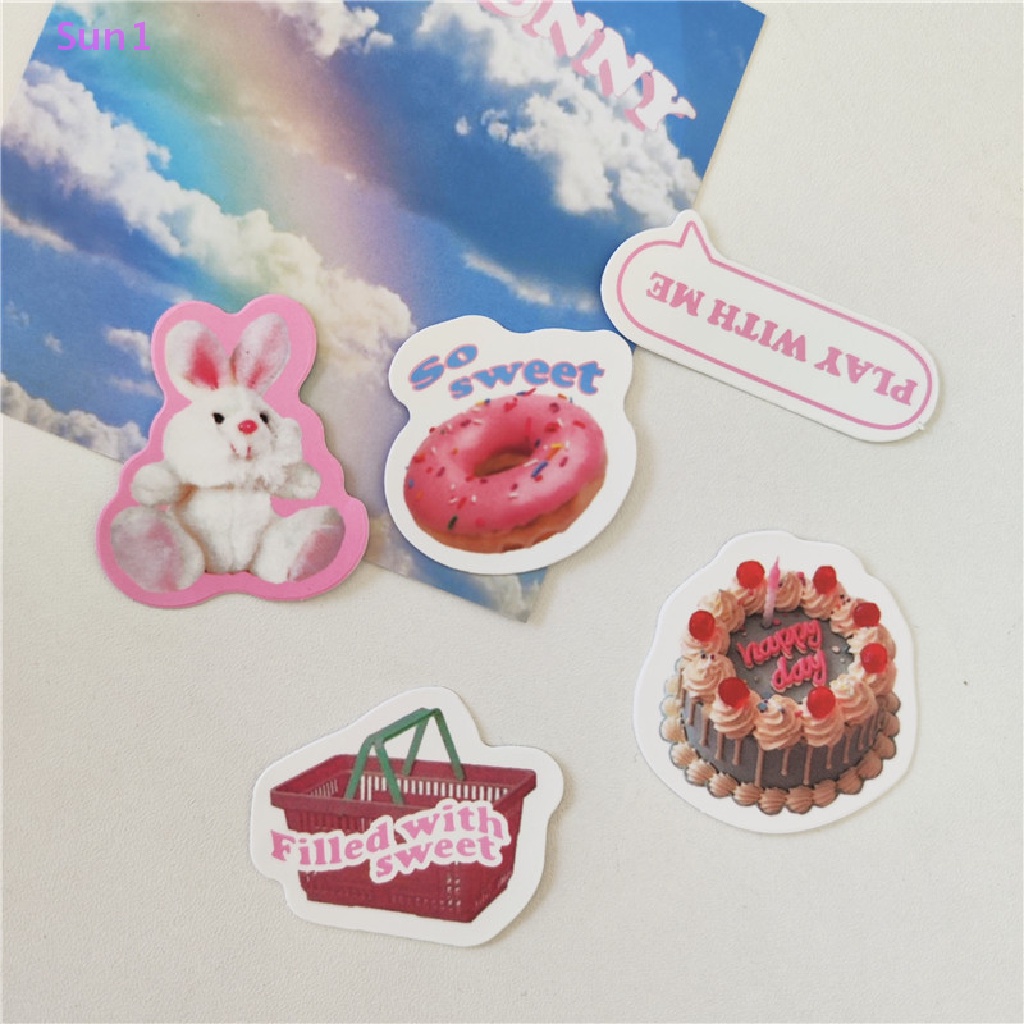Set 1 &gt; 11 Nhãn Dán Trang Trí Nhật Ký Hình Thỏ Mèo Dễ Thương