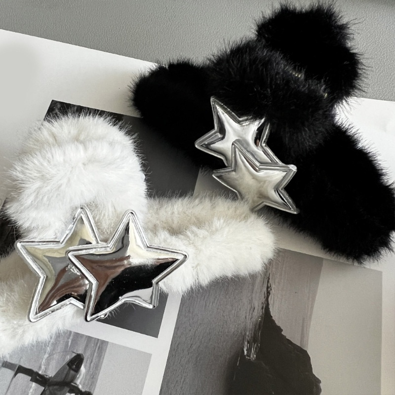 Kẹp Tóc Hình Ngôi Sao Bằng Lông Nhung Dễ Thương Xinh Xắn Whi Y2k