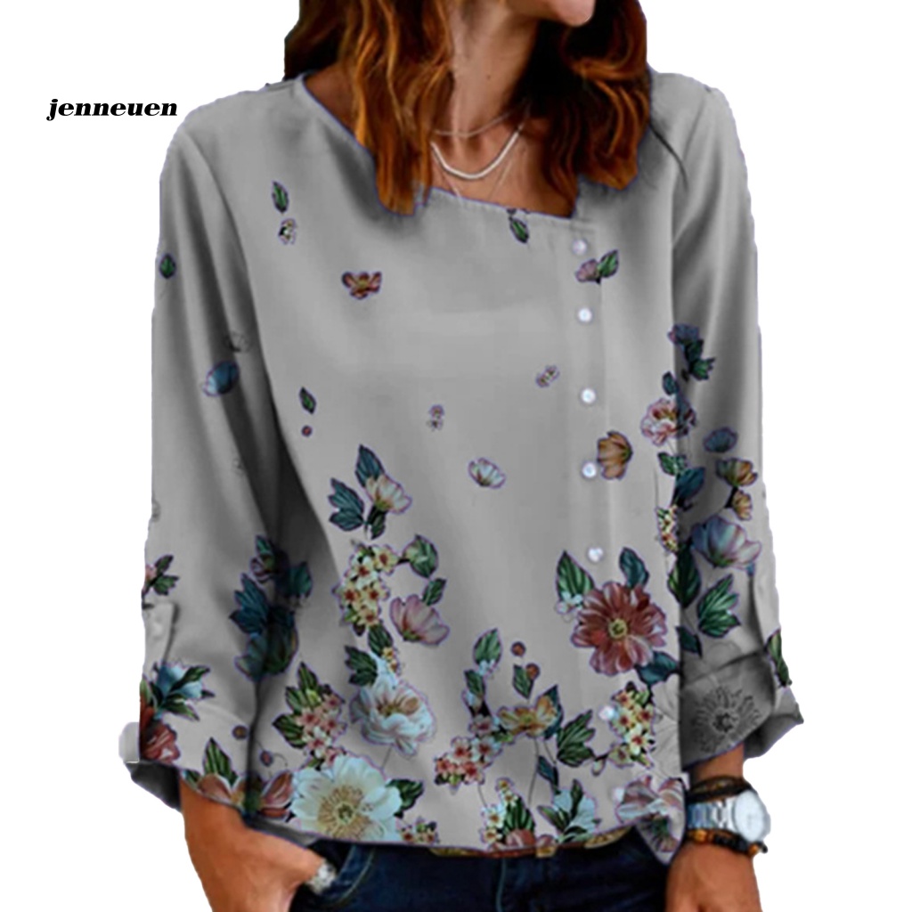 Áo Sơ Mi Tay Dài In Họa Tiết Hoa Màu Sắc Tươi Sáng Thời Trang Cho Nữ