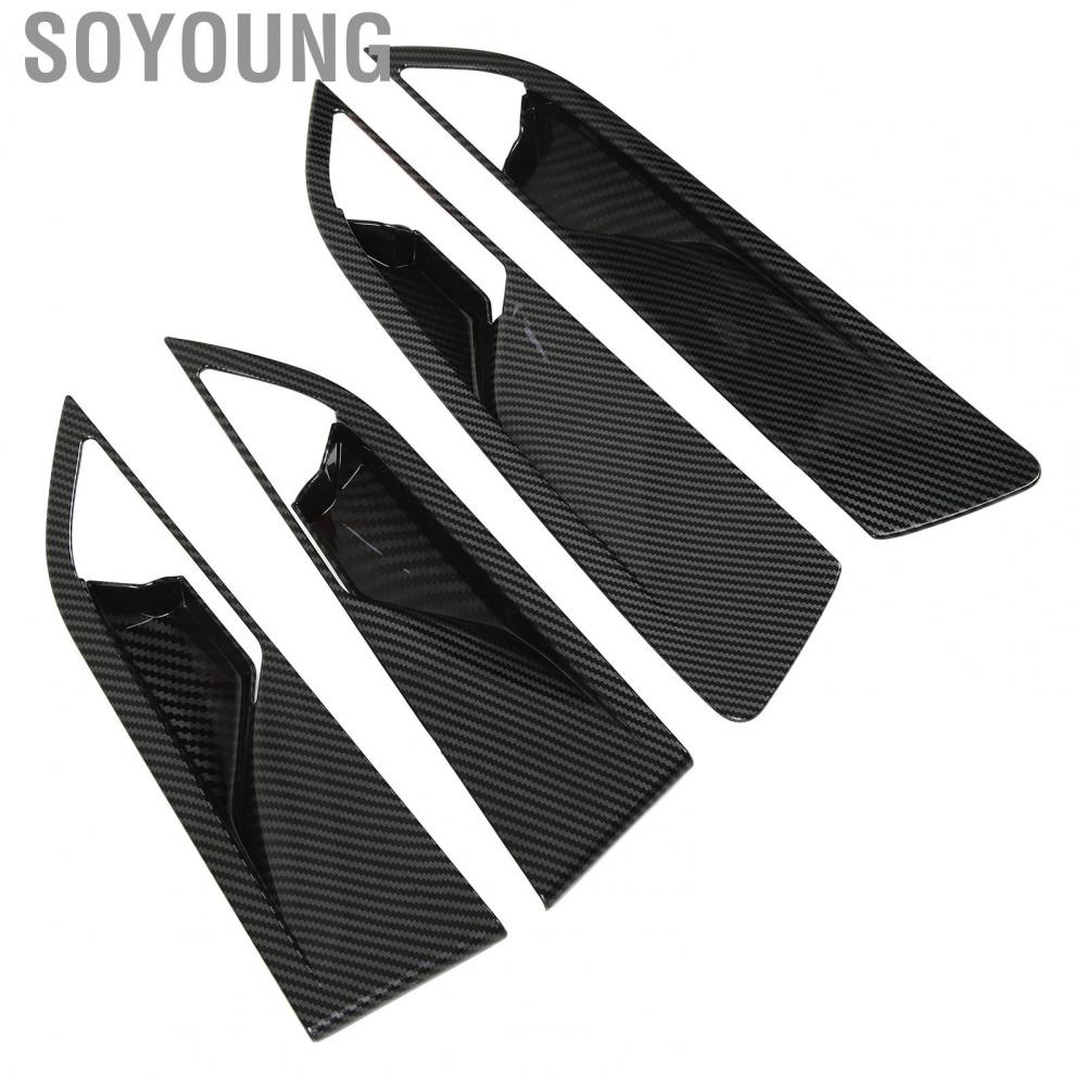 Soyoung Interior Door Handle Bowl Cover  Frame Sticker Carbon Fiber Style Easy Installation for Car