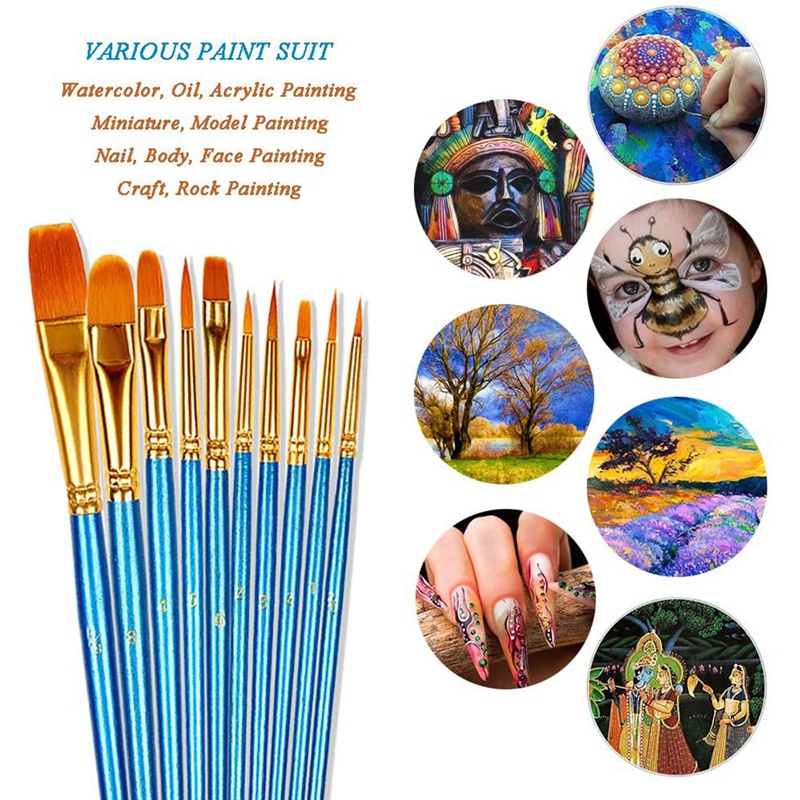 Bộ 20 Cọ Đầu Tròn Kèm 12 Khay Đựng Màu Vẽ