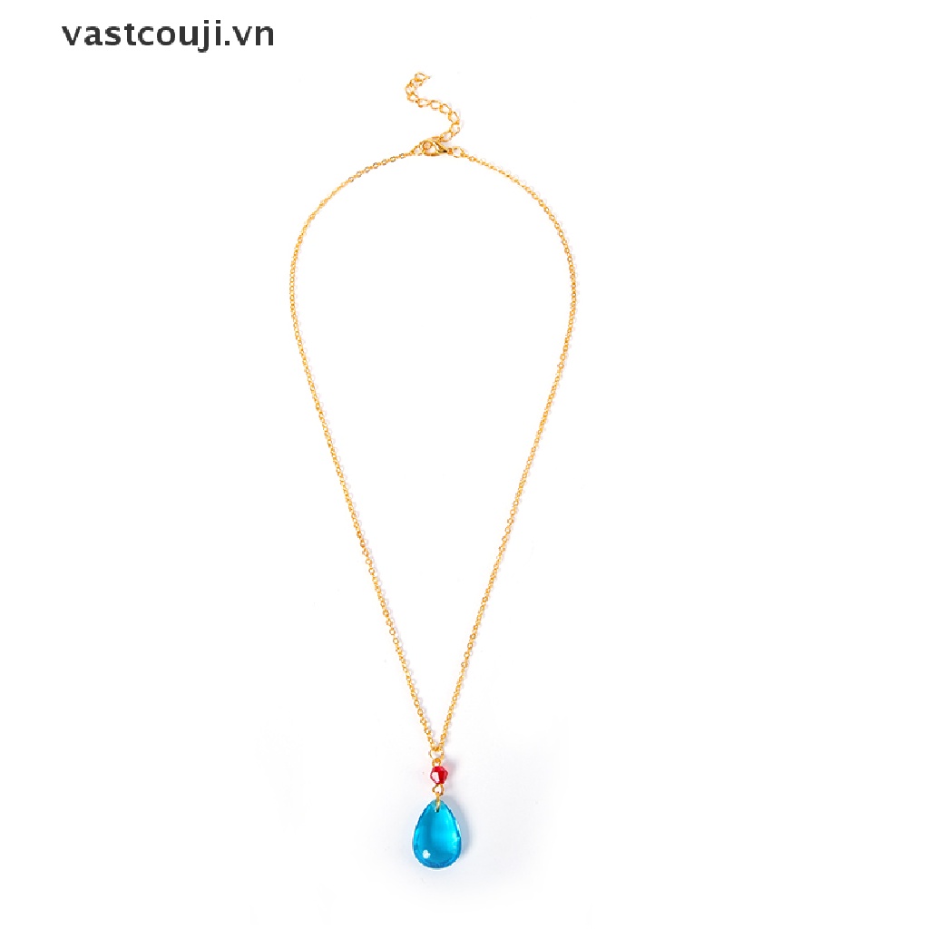 Vòng cổ Mặt Hình Giọt Nước Đính Đá Pha Lê Xanh Dương Thời Trang Cho Nữ