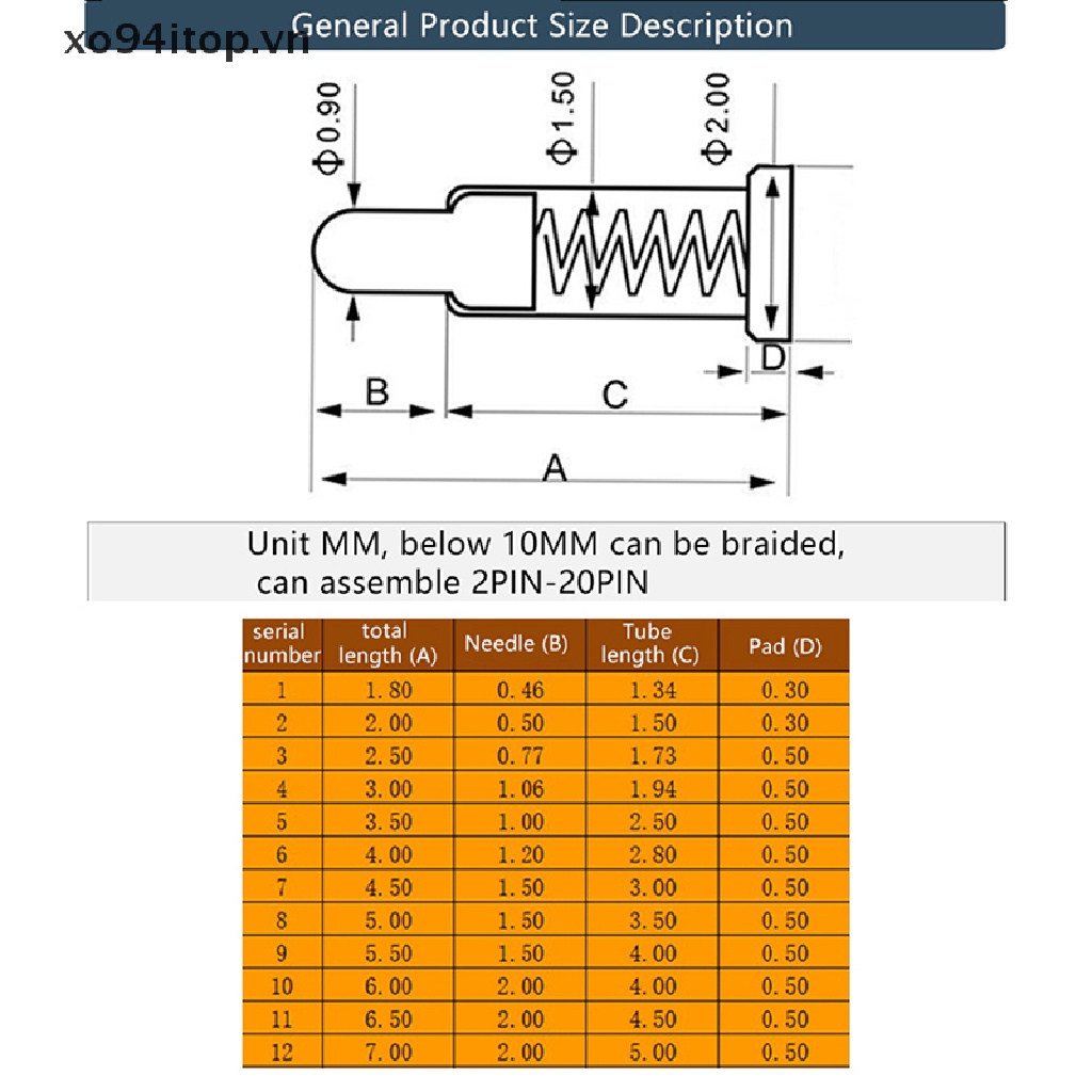 Set 10 Pin Nối PCB 2.0 / 3 / 3.5 / 4 / 4.5 / 5 / 5.5 / 6.5 / 7MM