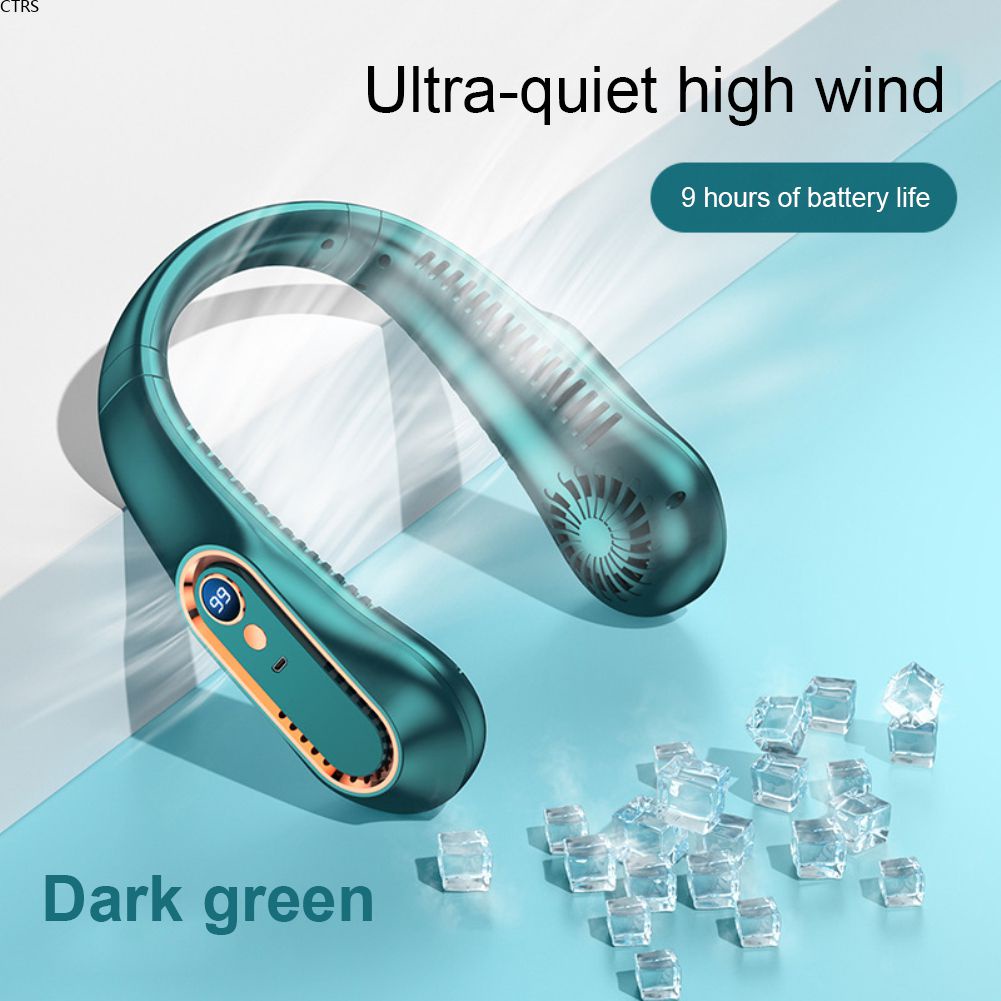 Quạt Không Lá Quạt Đeo Cổ Có Thể Sạc Lại Cầm Tay USB Làm Mát Nhanh Ngoài Trời Lười Biếng Với Màn Hình Kỹ Thuật Số
