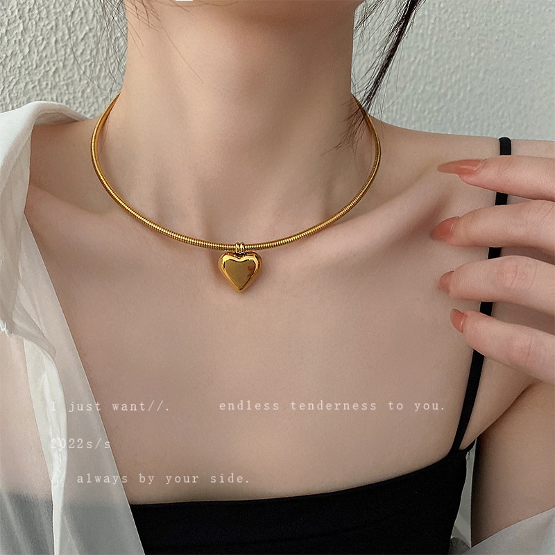 Đồng Hồ Đeo Tay Domooo#Vòng Cổ Bằng Thép Titan Phong Cách Retro Pháp Đơn Giản Có Nam Châm Hình Trái Tim Phong Cách Mới Cho Nữ
