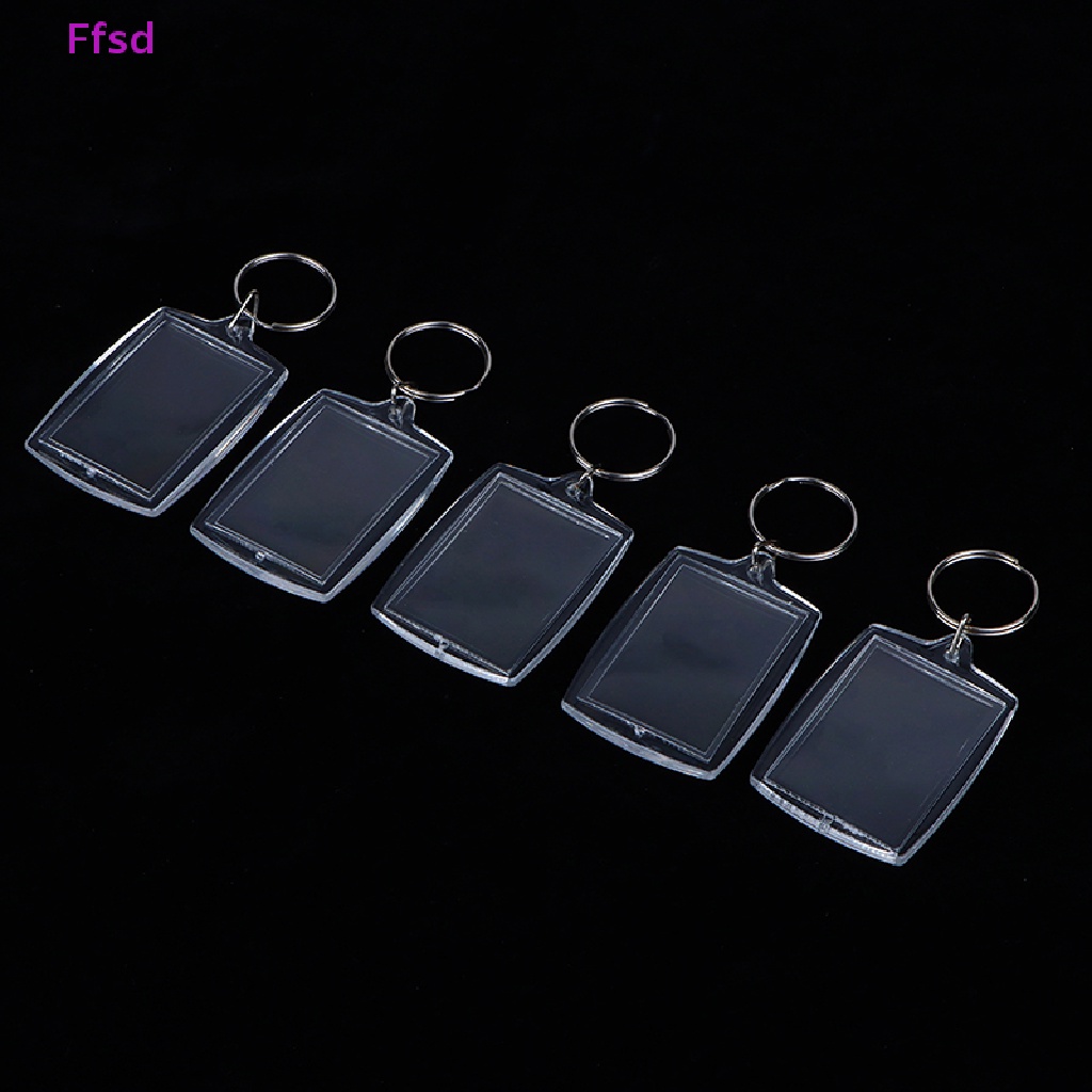 Set 100 Móc Khóa Khung Ảnh Bằng Acrylic Trong Suốt Hình Chữ Nhật DIY