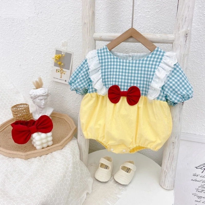 Áo Liền Quần Ngắn Tay Phong Cách Hàn Quốc Dễ Thương Cho Bé Gái