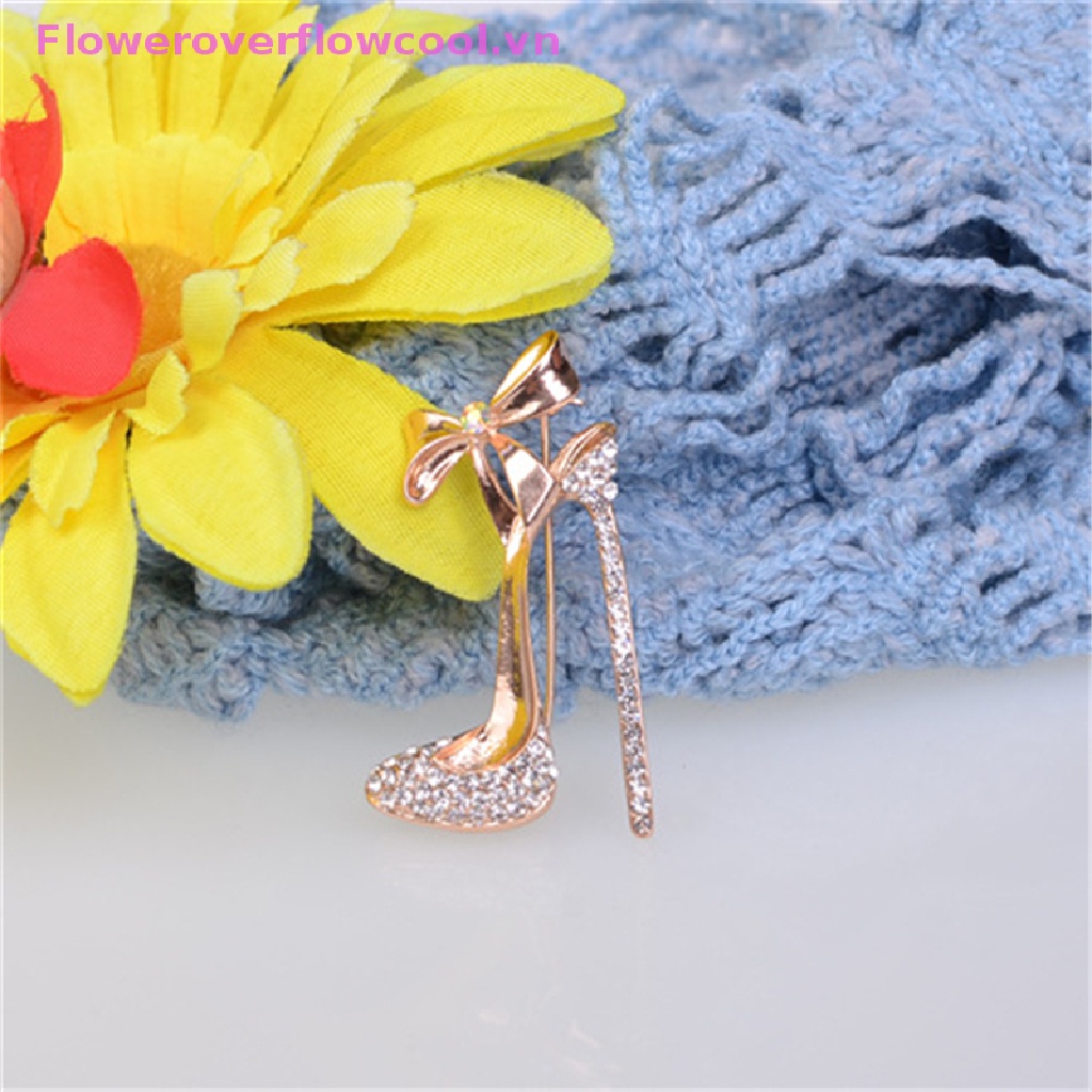 Ghim Cài Áo Hình Giày Cao Gót Đính Đá Pha Lê