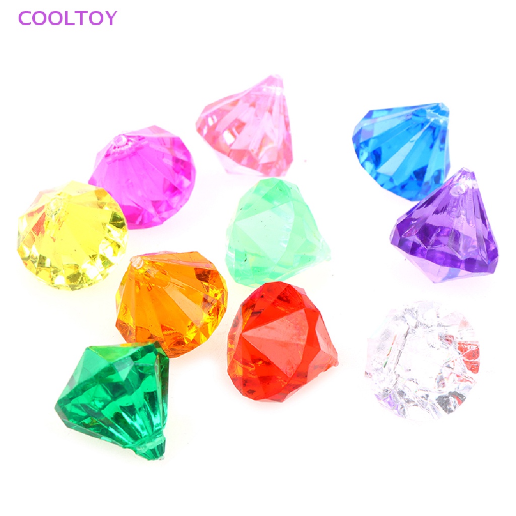 Cooltoy Bộ 10 Viên Đá Kim Cương Lớn Nhiều Màu Sắc Đồ Chơi Bể bơi Lội Hộp Kho Báu
