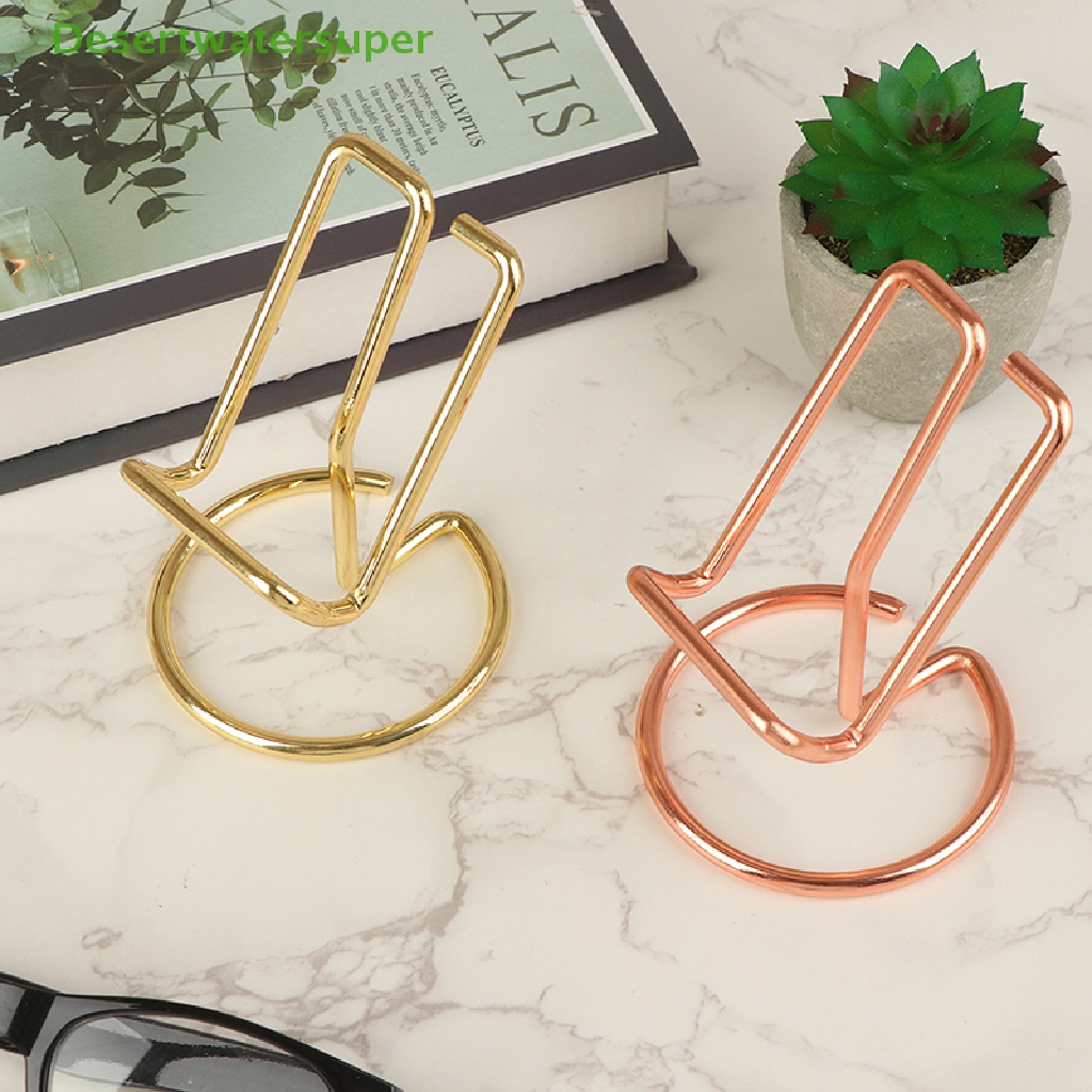 Giá Đỡ Điện Thoại / Thẻ Để Bàn Bằng Kim Loại Màu Vàng Hồng