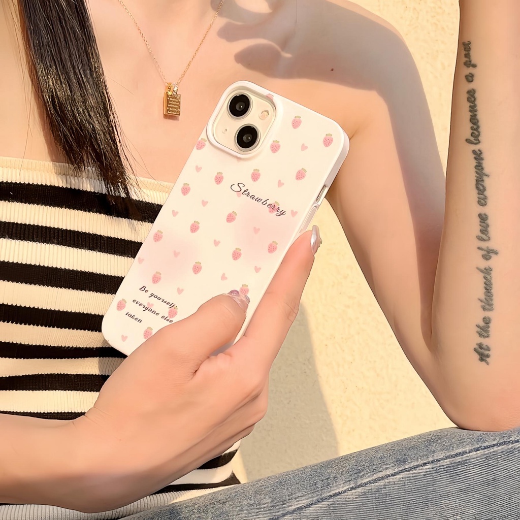 Ốp Điện Thoại Silicon TPU Mềm Hình Dâu Tây Đơn Giản Chống Sốc Chống Rơi Cho iPhone 14 Pro Max 13 12 11