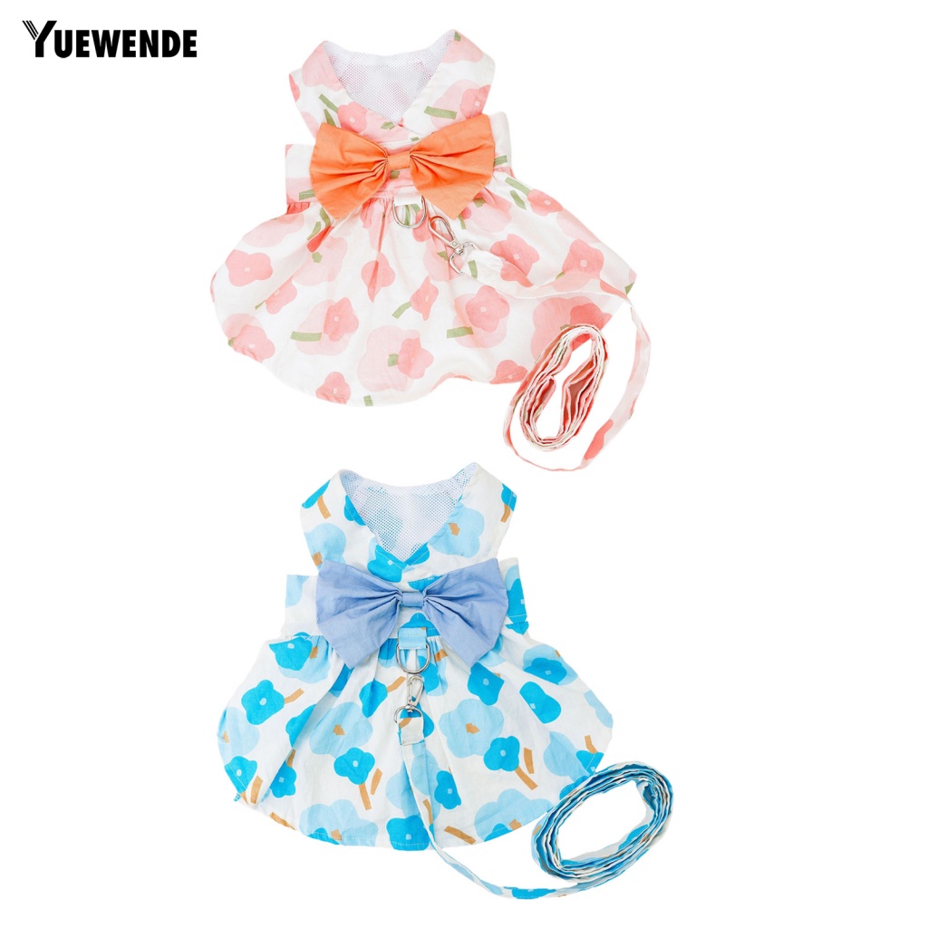 Yue.z Set Áo Và Chân Váy In Hoa Siêu Mỏng Thoải Mái Dễ Lau Chùi Thời Trang Mùa Hè Dành Cho Cún Cưng