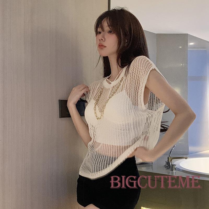 Áo Lưới Cá Sát Nách Dáng Rộng Thời Trang Mùa Hè Cho Nữ