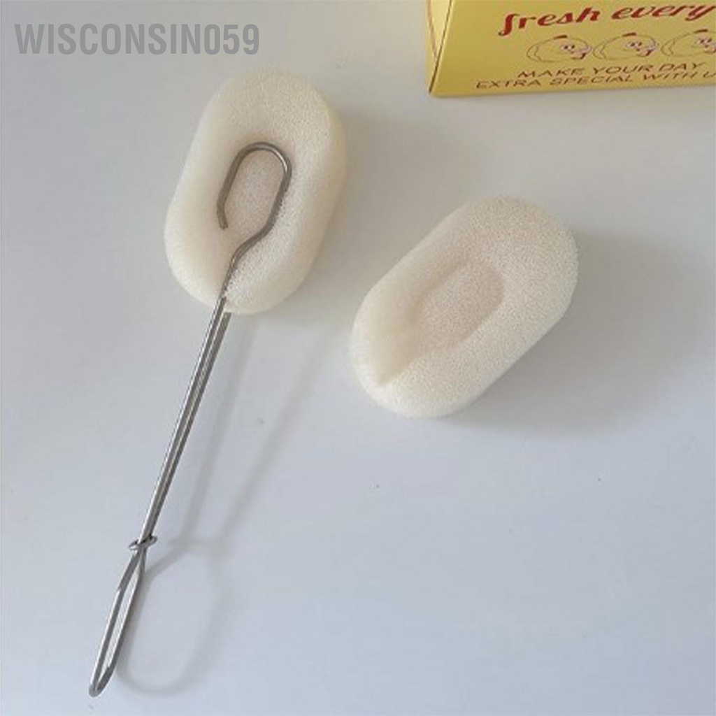 Wisconsin059 Bàn chải làm sạch cốc có tay cầm dài bằng thép không gỉ chai bọt biển thể thay thế đầu cho nhà bếp
