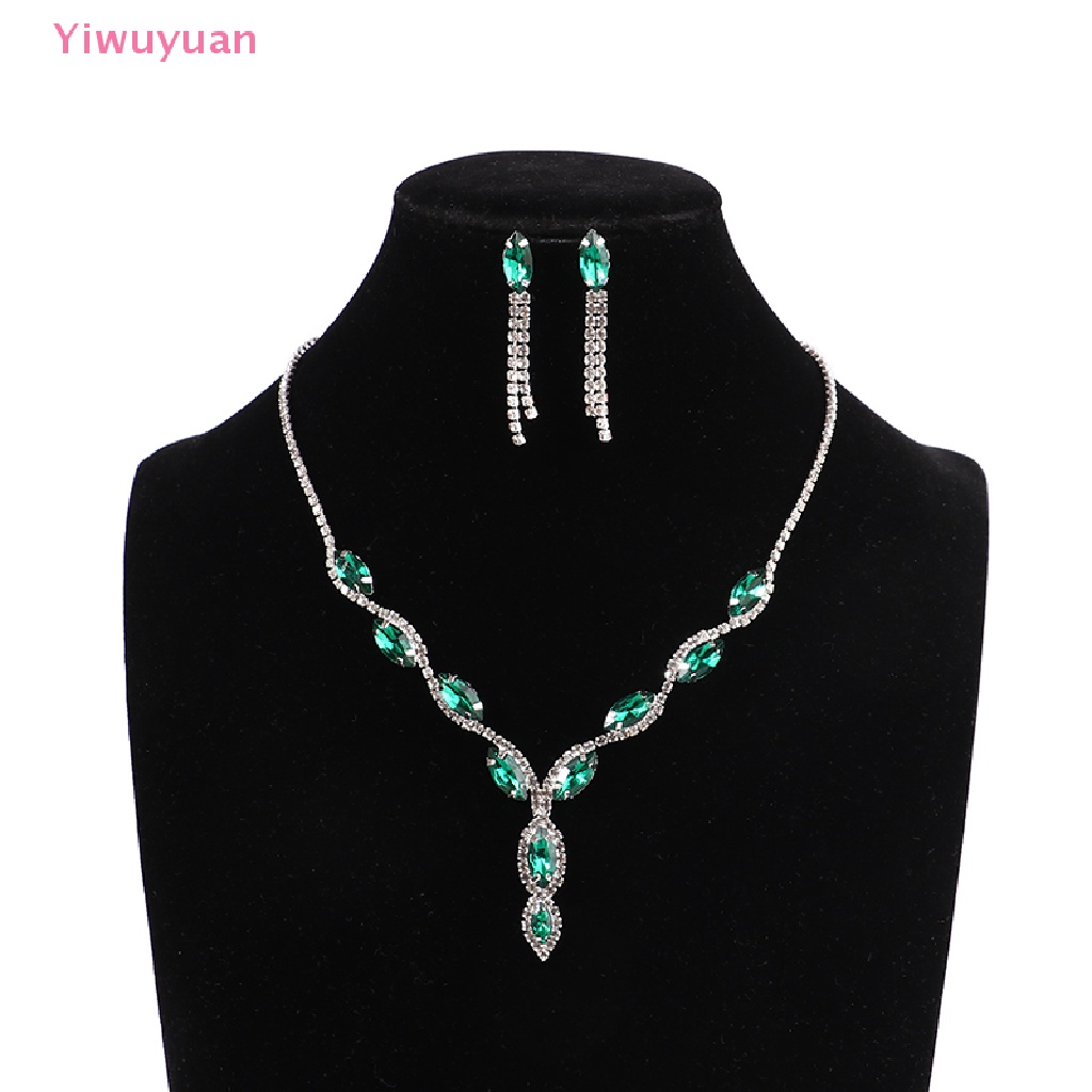 Bộ Vòng cổ + Bông Tai Thời Trang Đính Pha Lê Hình Hoa Cho Nữ